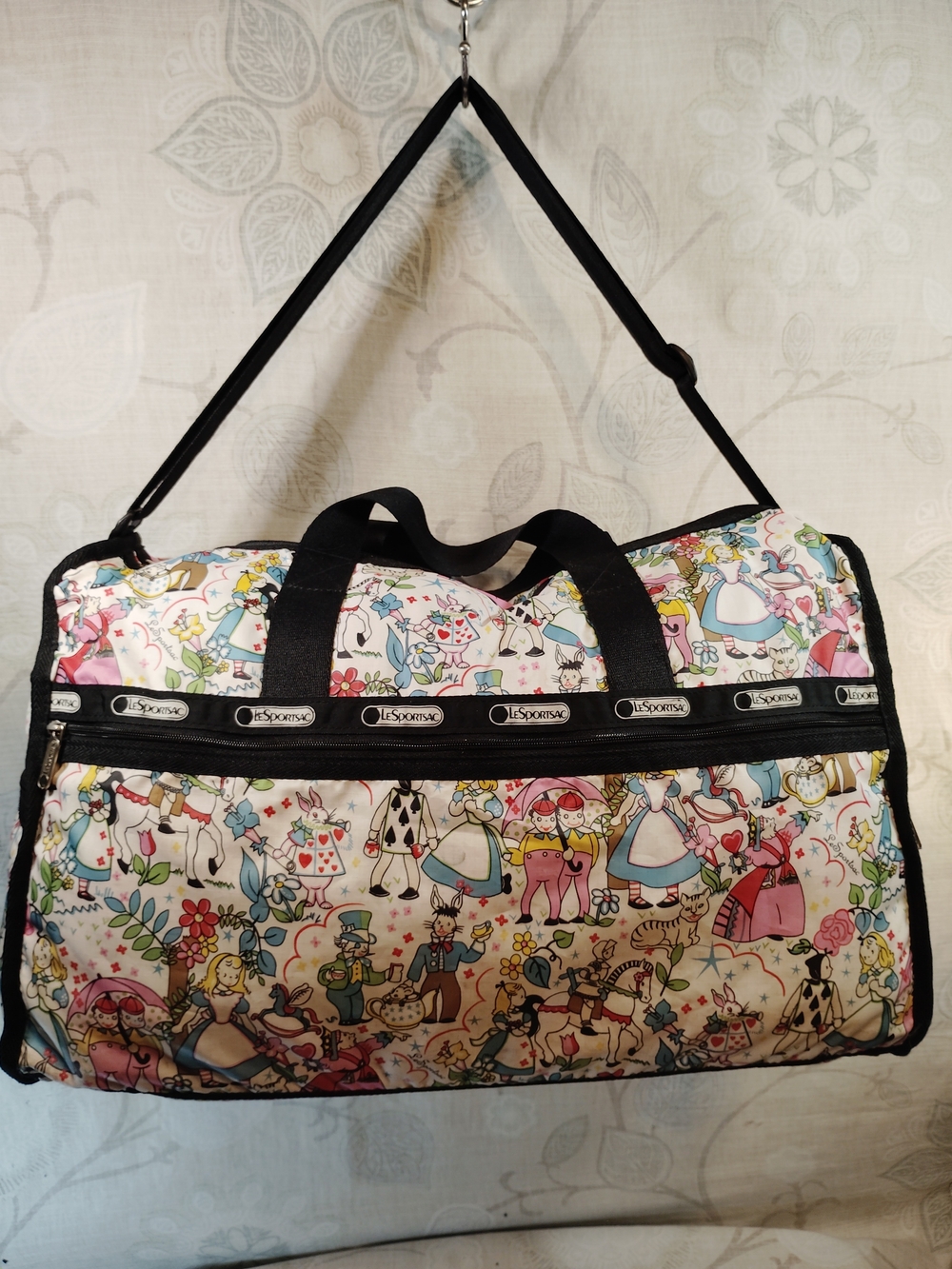 LeSportsac Alice In Wonderland Pink Patterned Travel Duffle Bag - Picture 5 of 9